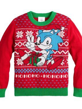Jumping Beans Boys Sonic the Hedgehog Holiday Long Sleeve Sweater in Size 4